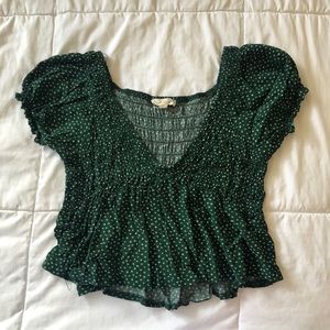 Green floral crop top